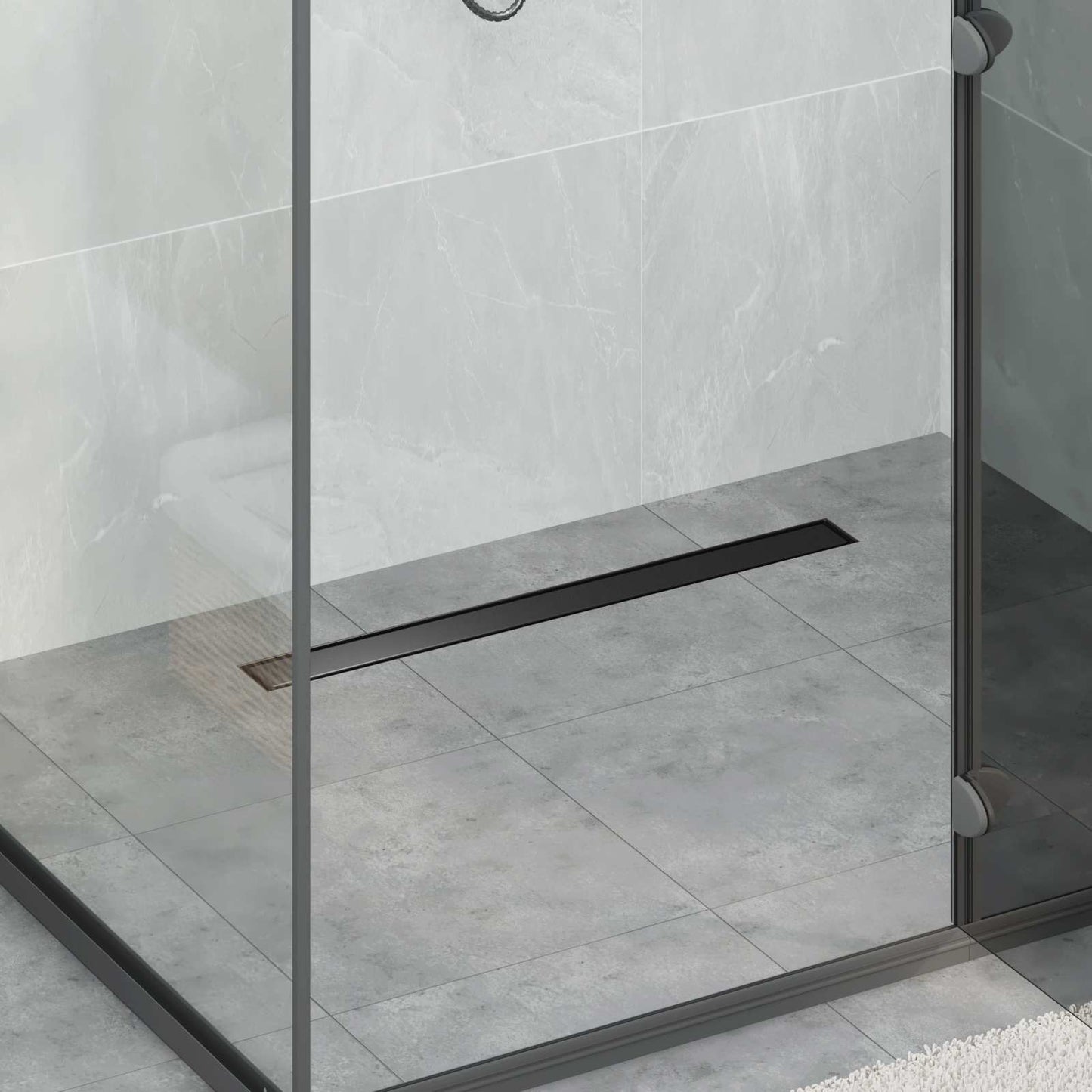 vidaXL 2 in 1 Shower Drain Black 80 cm Stainless Steel 304 1