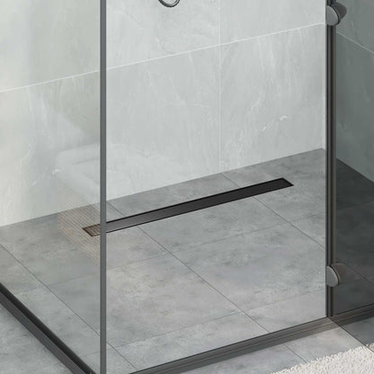 vidaXL 2 in 1 Shower Drain Black 80 cm Stainless Steel 304 1
