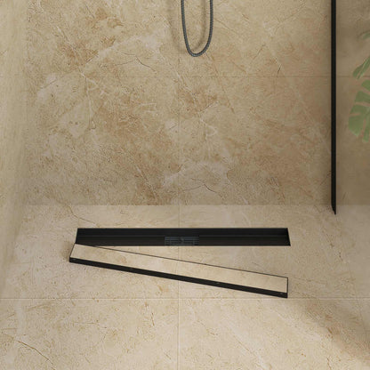 vidaXL 2 in 1 Shower Drain Black 80 cm Stainless Steel 304 3