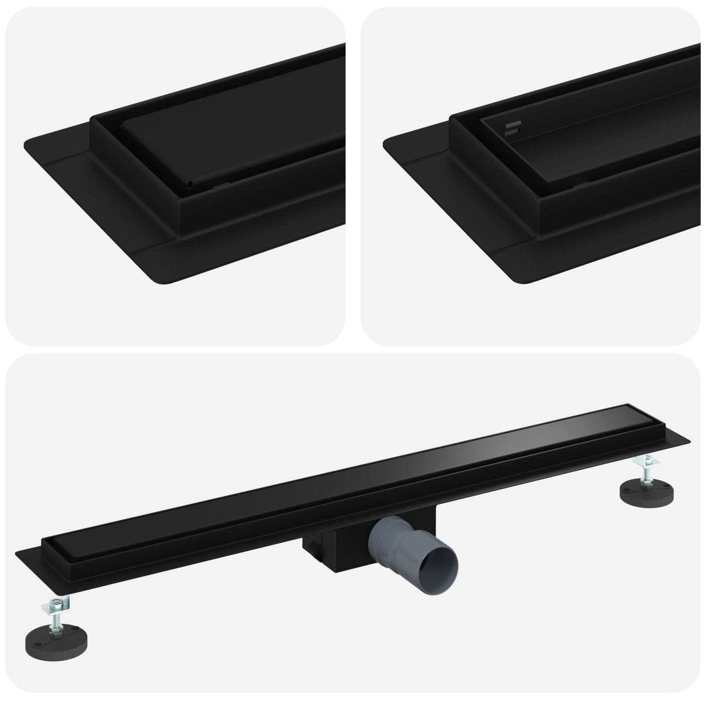 vidaXL 2 in 1 Shower Drain Black 80 cm Stainless Steel 304 2