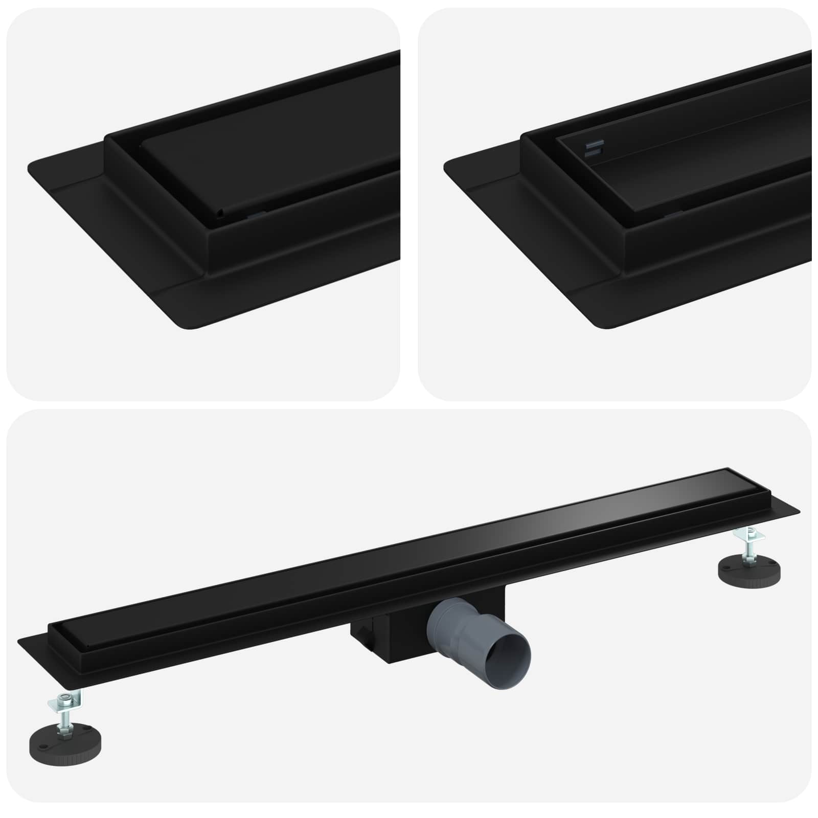 vidaXL 2 in 1 Shower Drain Black 80 cm Stainless Steel 304 2