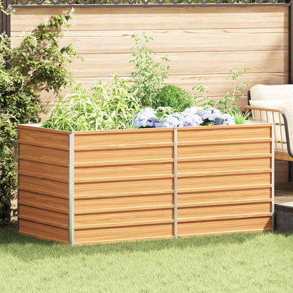 vidaXL Garden Raised Bed Light Brown 160 x 80 x 77 cm Galvanised Steel 1