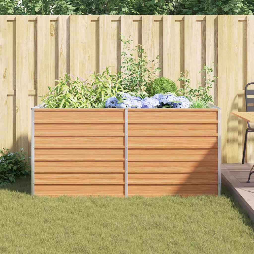 vidaXL Garden Raised Bed Light Brown 160 x 80 x 77 cm Galvanised Steel 4