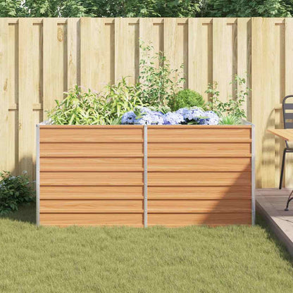 vidaXL Garden Raised Bed Light Brown 160 x 80 x 77 cm Galvanised Steel 4