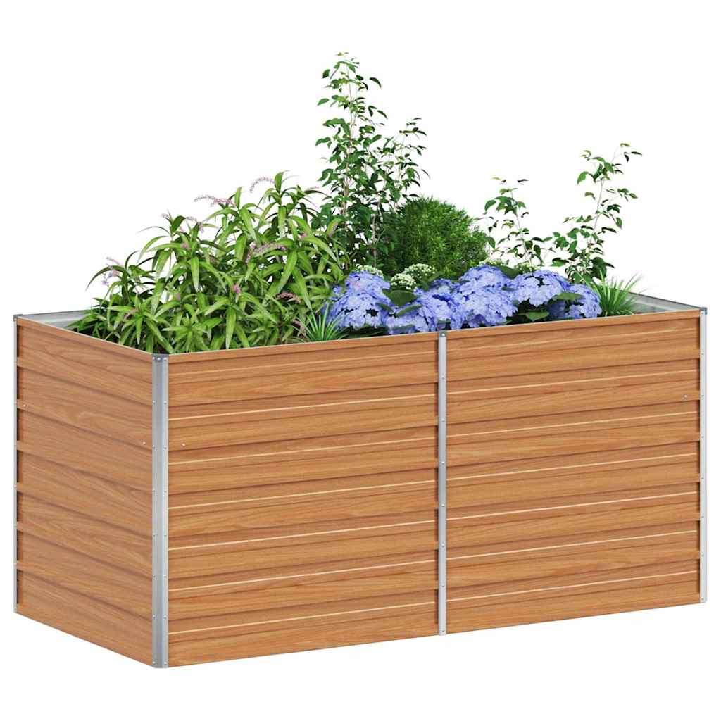 vidaXL Garden Raised Bed Light Brown 160 x 80 x 77 cm Galvanised Steel 3