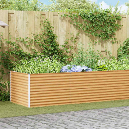 vidaXL Garden Raised Bed Light Brown Galvanised Steel Depth 100 cm