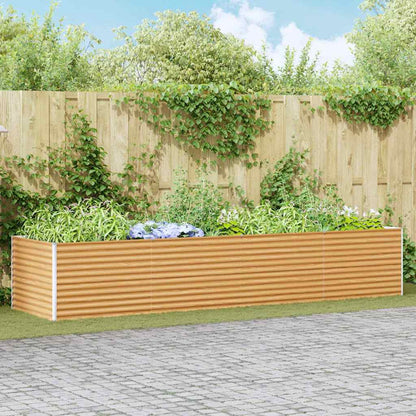 vidaXL Garden Raised Bed Light Brown Galvanised Steel Depth 100 cm