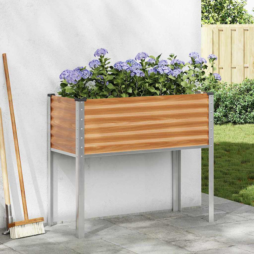 vidaXL Garden Planter Light Brown 100 x 45 x 90 cm Galvanised Steel 1