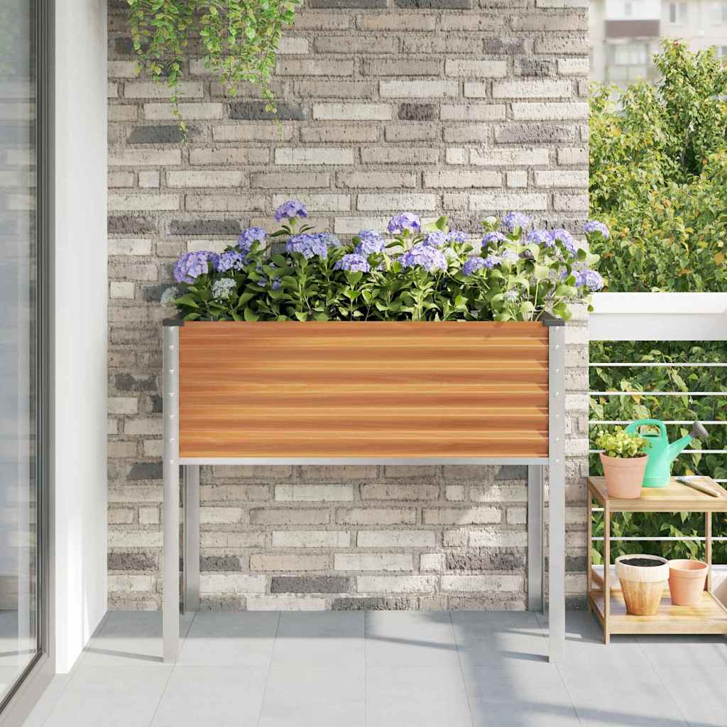 vidaXL Garden Planter Light Brown 100 x 45 x 90 cm Galvanised Steel 4