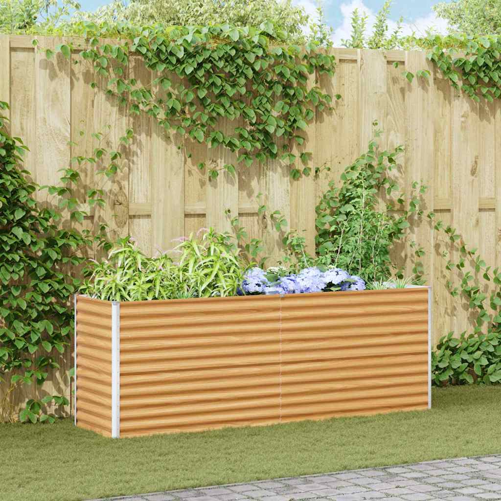 vidaXL Garden Raised Bed Light Brown 195 x 50 x 68 cm Galvanised Steel 1