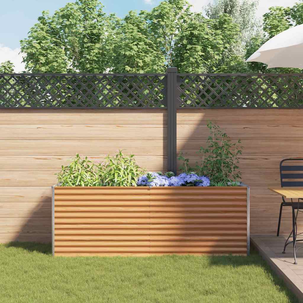 vidaXL Garden Raised Bed Light Brown 195 x 50 x 68 cm Galvanised Steel 4