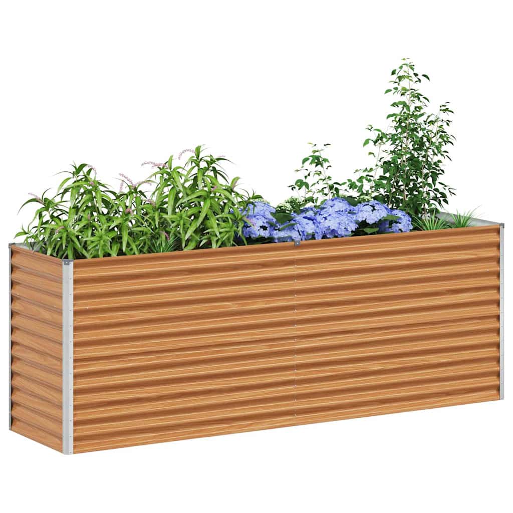 vidaXL Garden Raised Bed Light Brown 195 x 50 x 68 cm Galvanised Steel 3
