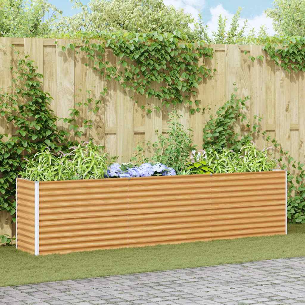 vidaXL Garden Raised Bed Light Brown Galvanised Steel Depth 50 cm