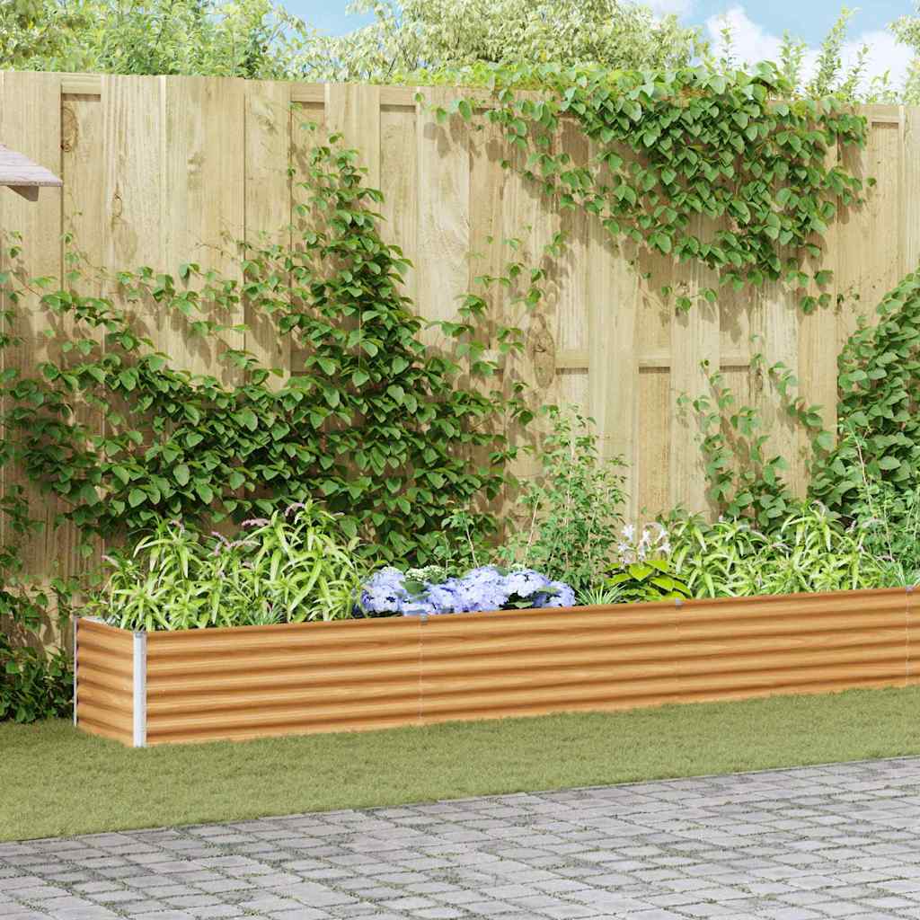 vidaXL Garden Raised Bed Light Brown 582 x 50 x 36 cm Galvanised Steel 1