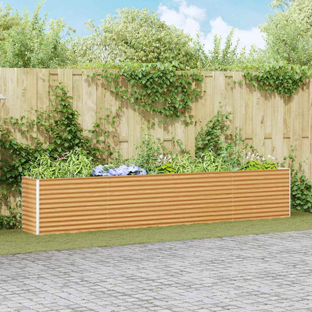 vidaXL Garden Raised Bed Light Brown Galvanised Steel Depth 50 cm