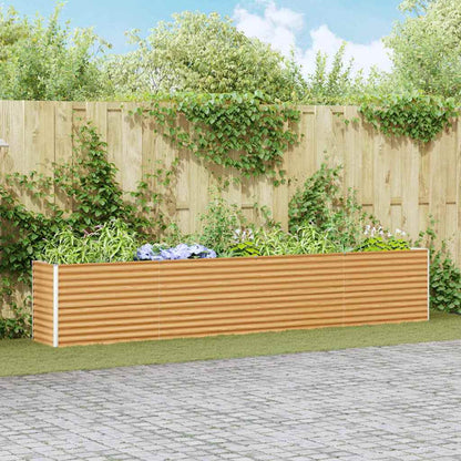 vidaXL Garden Raised Bed Light Brown Galvanised Steel Depth 50 cm