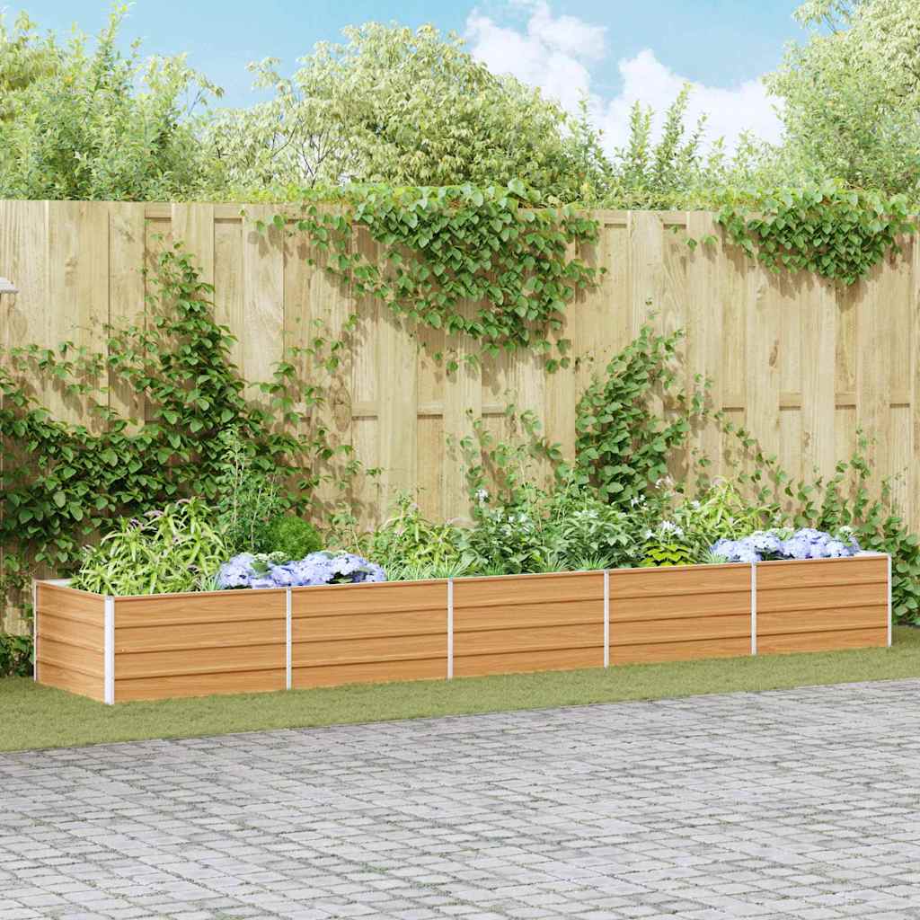 vidaXL Garden Raised Bed Light Brown 400 x 80 x 45 cm Galvanised Steel 1