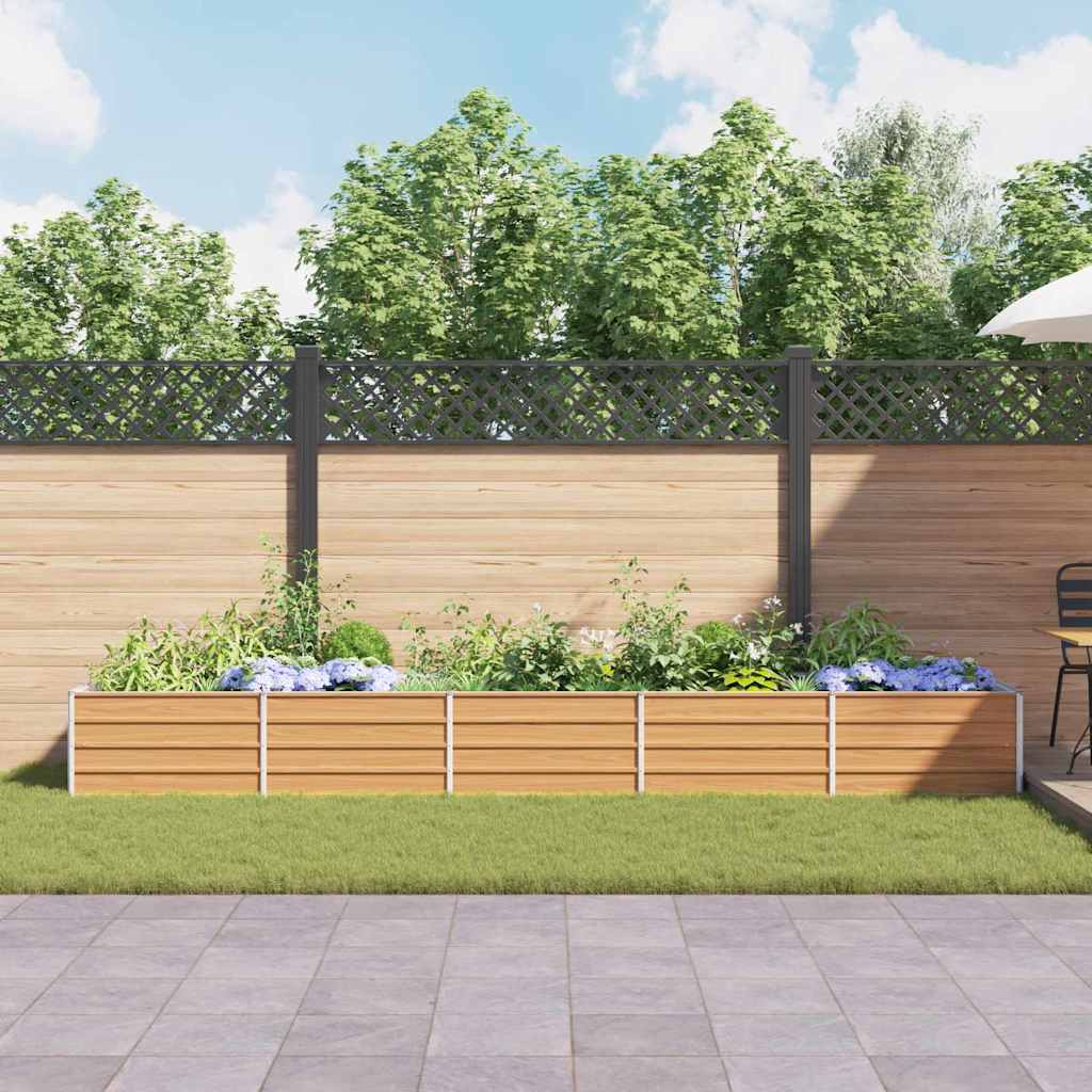vidaXL Garden Raised Bed Light Brown 400 x 80 x 45 cm Galvanised Steel 4