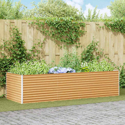 vidaXL Garden Raised Bed Light Brown Galvanised Steel Depth 100 cm