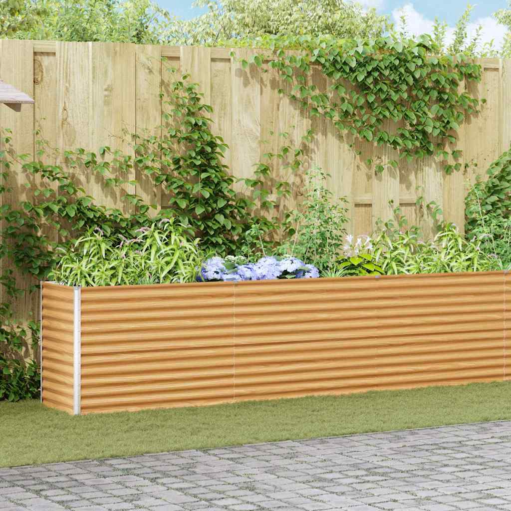 vidaXL Garden Raised Bed Light Brown Galvanised Steel Depth 50 cm
