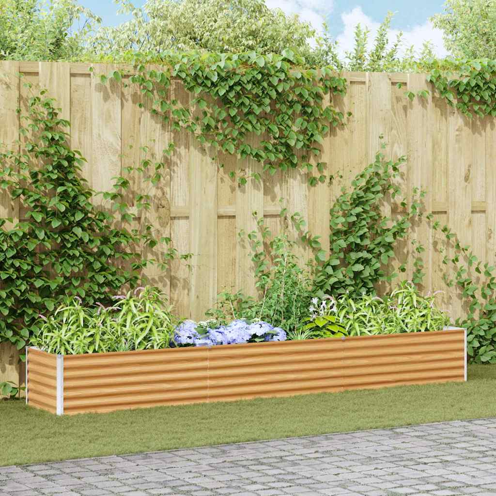 vidaXL Garden Raised Bed Light Brown Galvanised Steel Depth 50 cm