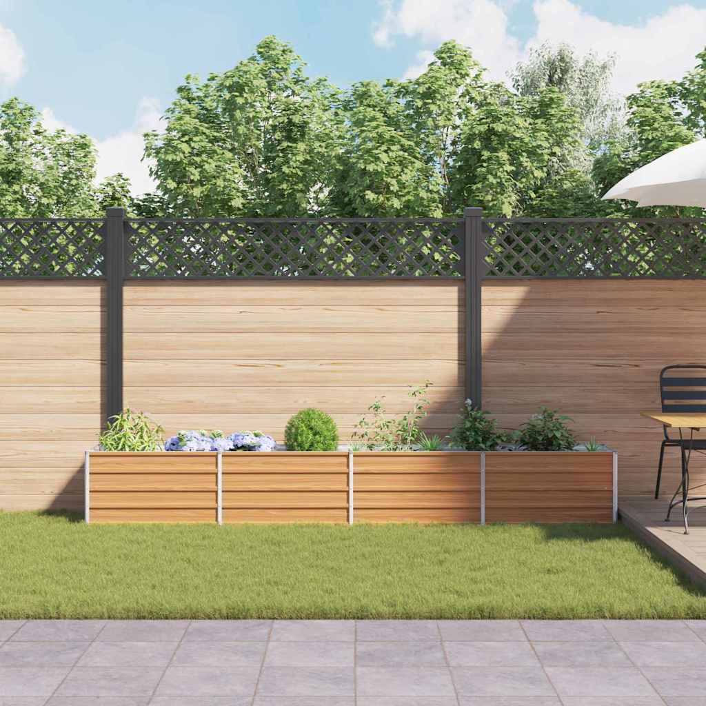 vidaXL Garden Raised Bed Light Brown 320 x 40 x 45 cm Galvanised Steel 4