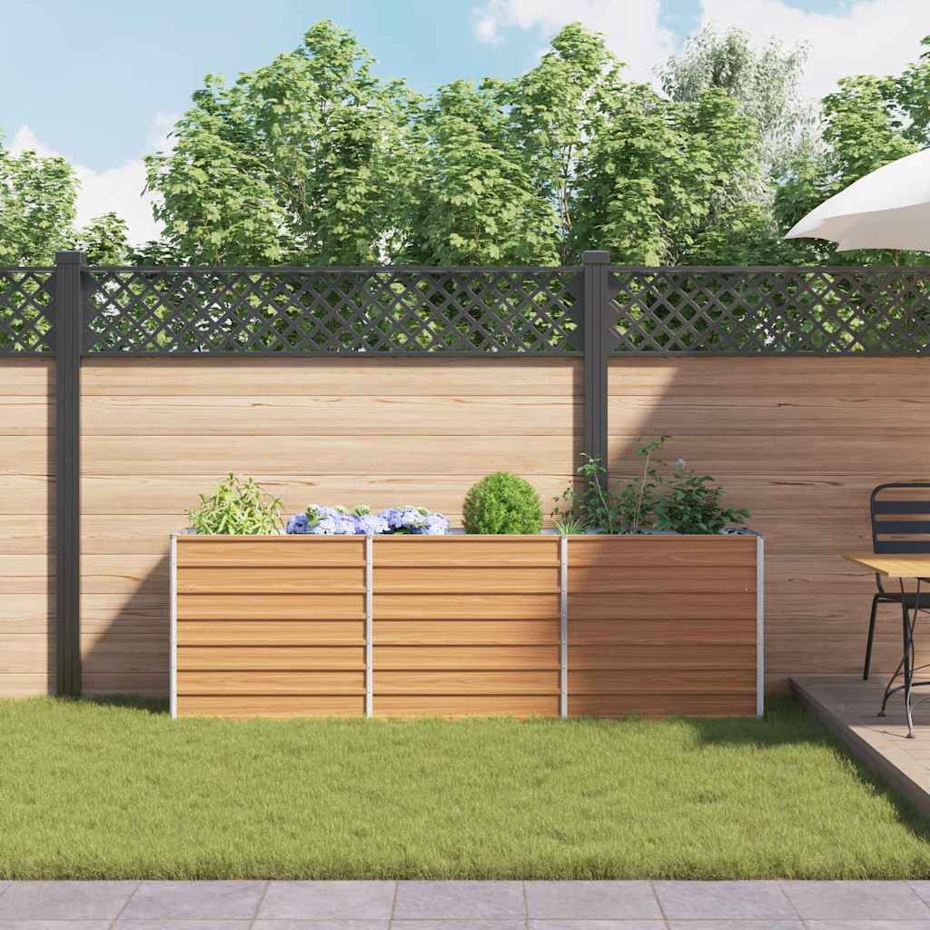 vidaXL Garden Raised Bed Light Brown 240 x 40 x 77 cm Galvanised Steel 4
