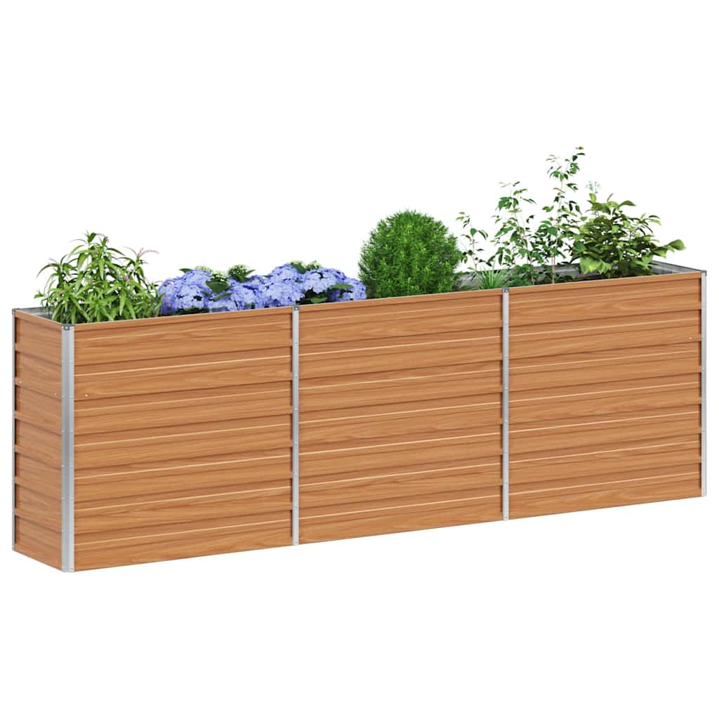 vidaXL Garden Raised Bed Light Brown 240 x 40 x 77 cm Galvanised Steel 3