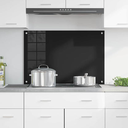 vidaXL Kitchen Backsplash Black 90 x 60 cm Tempered Glass 3