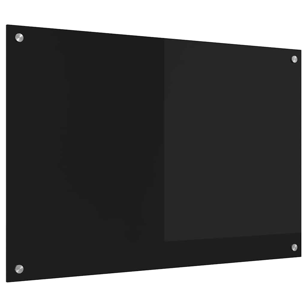 vidaXL Kitchen Backsplash Black 90 x 60 cm Tempered Glass 2
