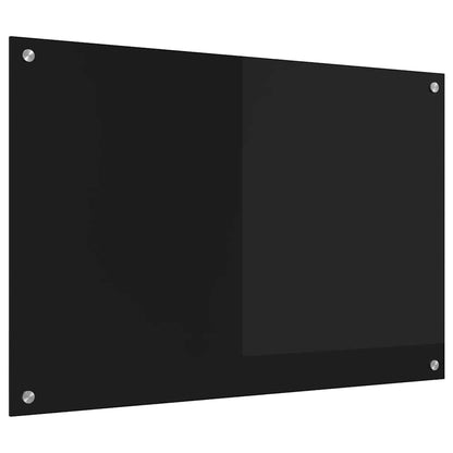 vidaXL Kitchen Backsplash Black 90 x 60 cm Tempered Glass 2