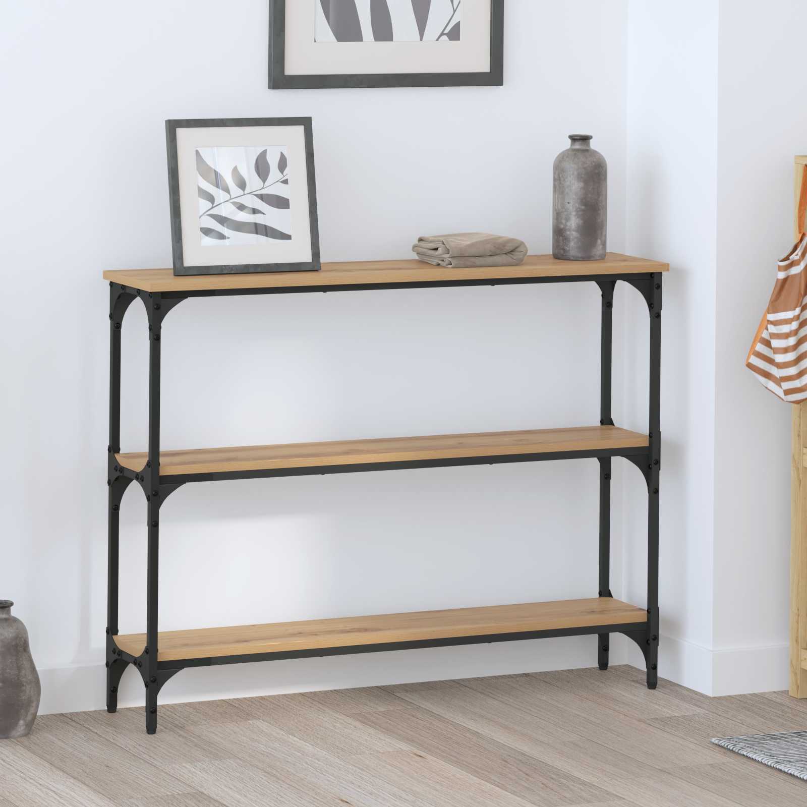 vidaXL Console Table Artisan Oak 100 x 22.5 x 75 cm Engineered Wood 1