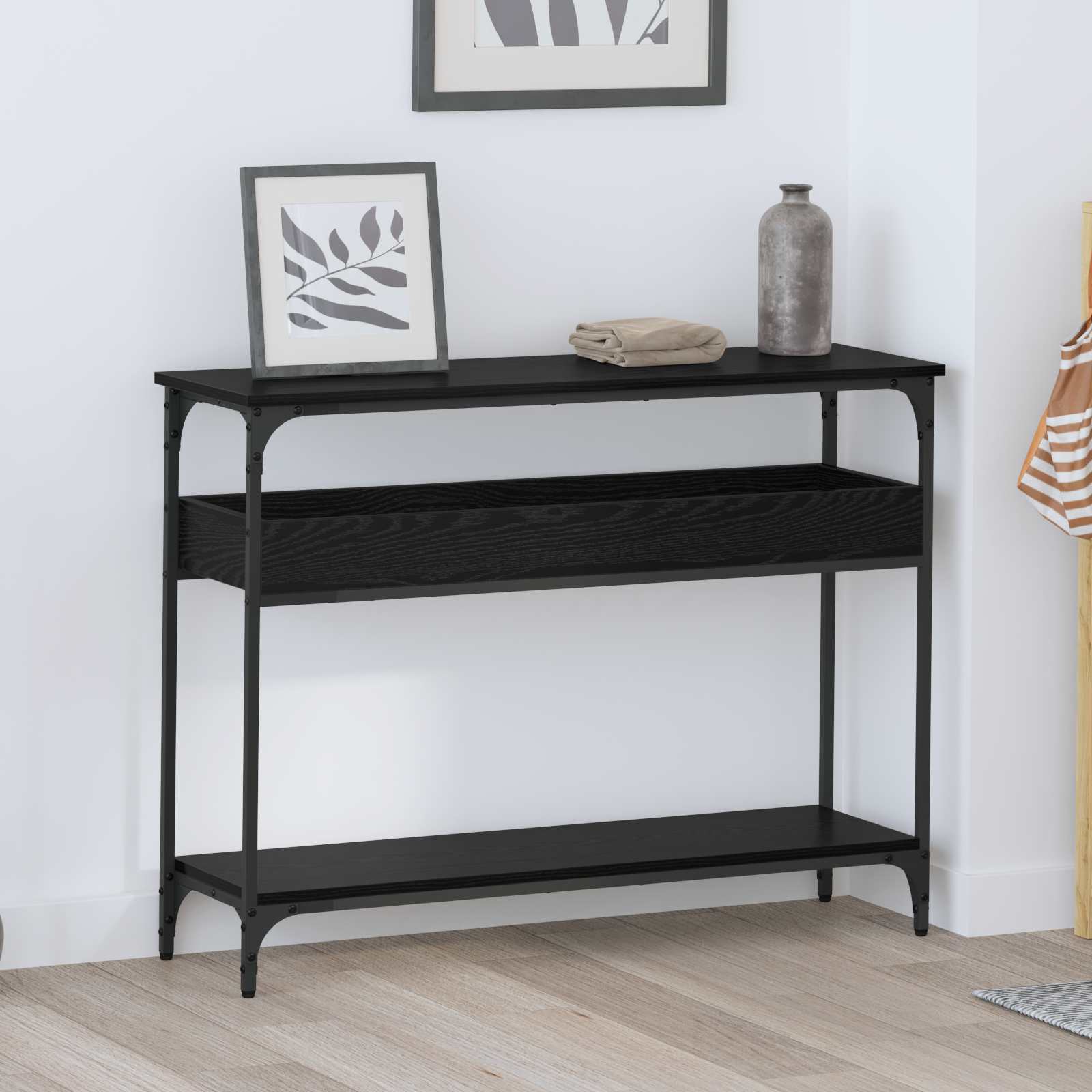 vidaXL Console Table Black oak 100 x 29 x 75 cm Engineered wood 1