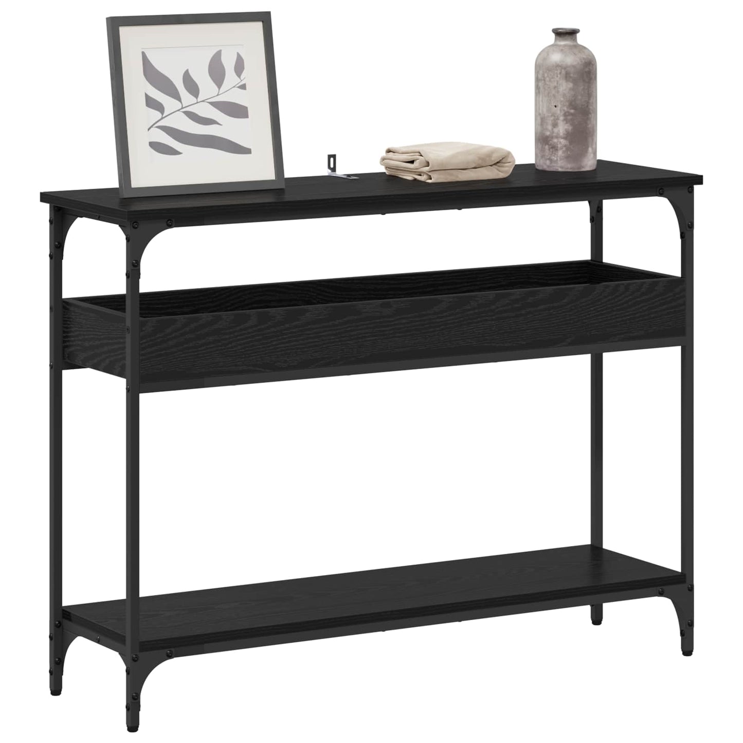 vidaXL Console Table Black oak 100 x 29 x 75 cm Engineered wood 3