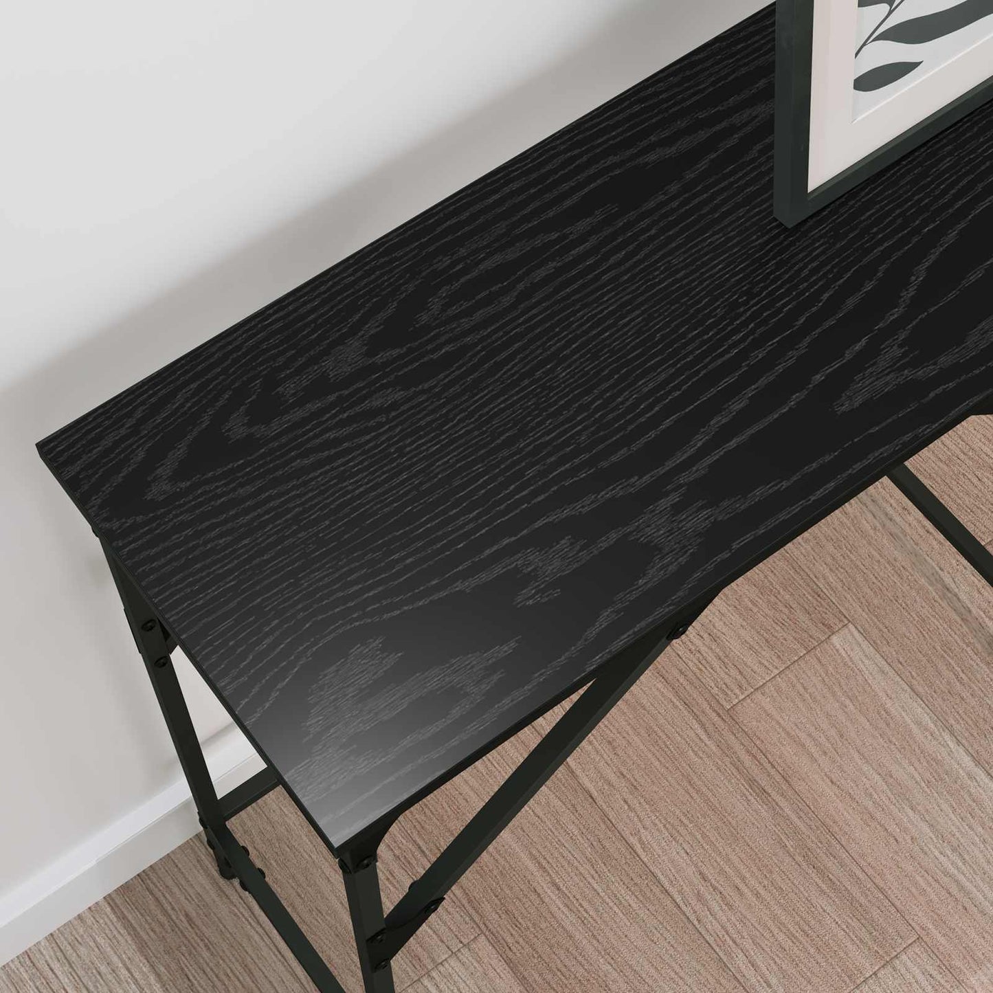vidaXL Console Table Black Oak 140 x 29 x 75 cm Engineered Wood 4