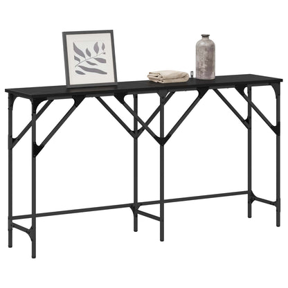 vidaXL Console Table Black Oak 140 x 29 x 75 cm Engineered Wood 3