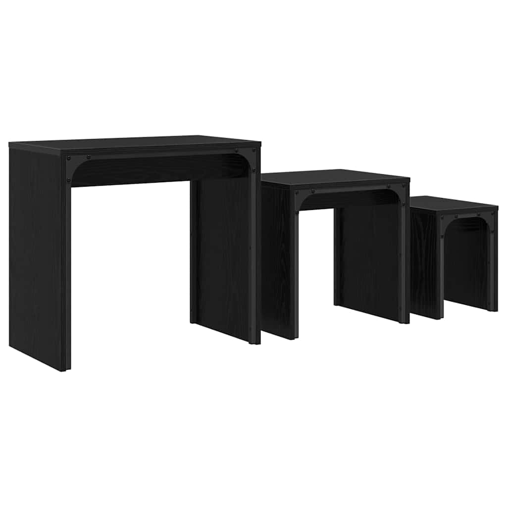 vidaXL Coffee Table 3 pcs Black Oak 60 x 35 x 56 cm Engineered wood 2