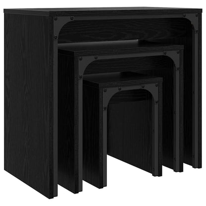 vidaXL Coffee Table 3 pcs Black Oak 60 x 35 x 56 cm Engineered wood 5