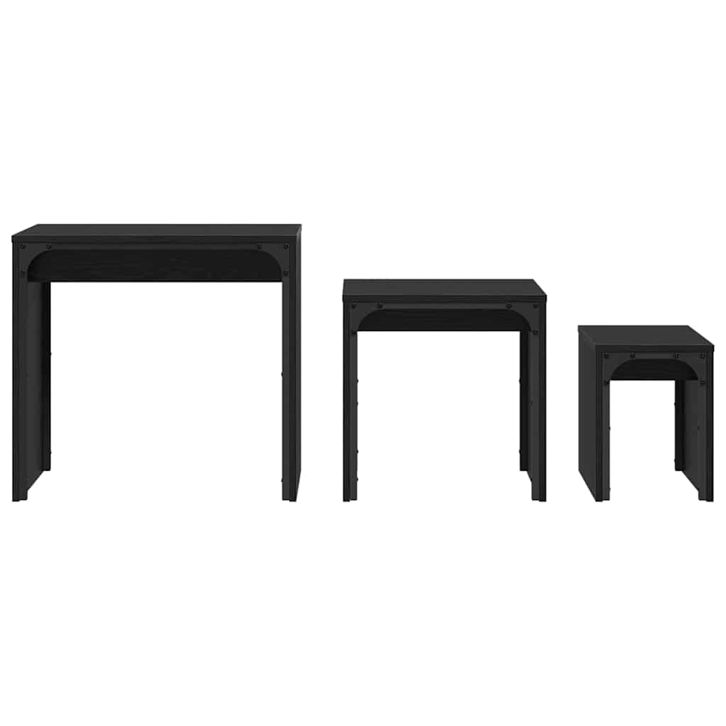vidaXL Coffee Table 3 pcs Black Oak 60 x 35 x 56 cm Engineered wood 6