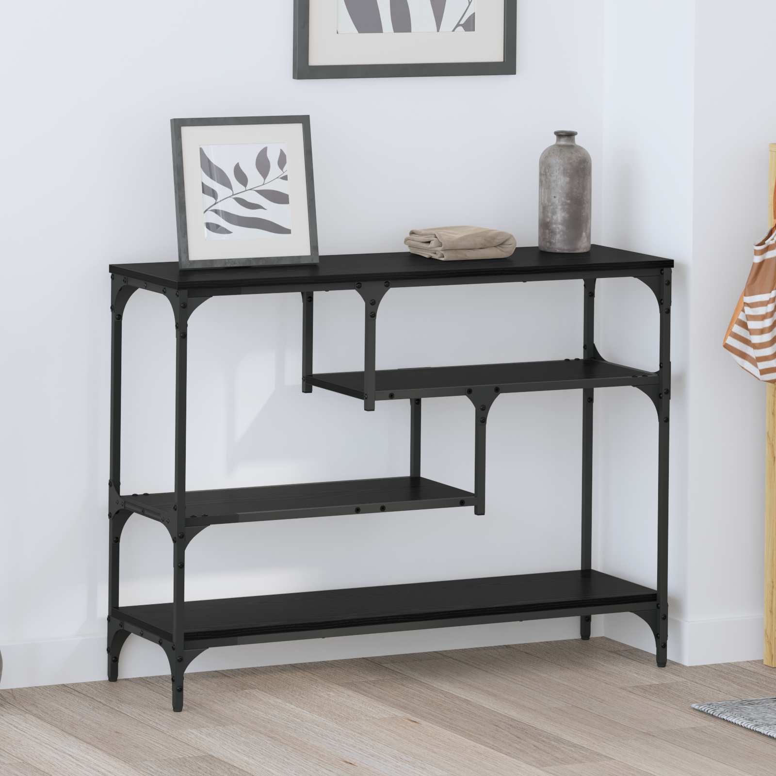 vidaXL Console Table Black Oak 100 x 30 x 75 cm Engineered wood 1
