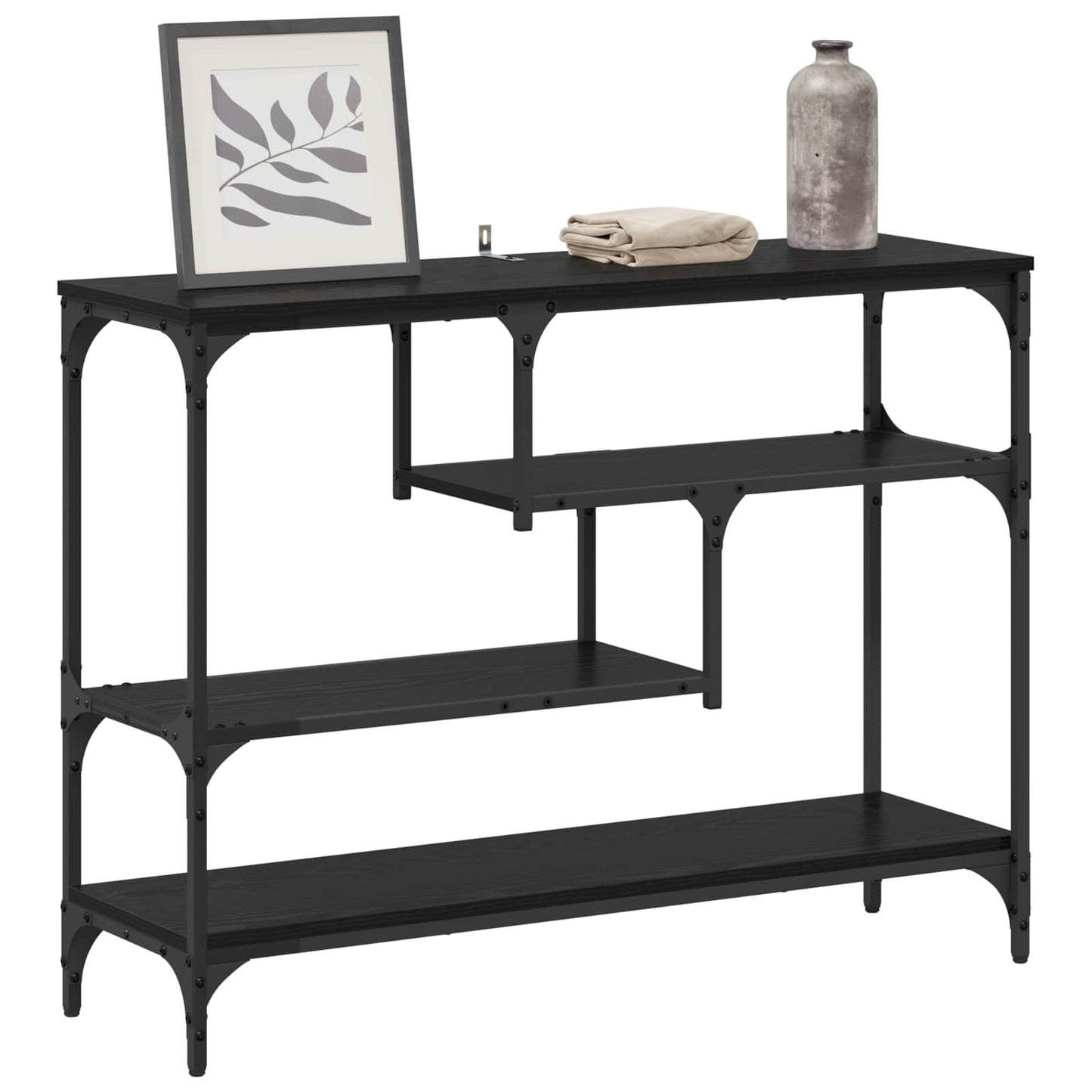 vidaXL Console Table Black Oak 100 x 30 x 75 cm Engineered wood 3