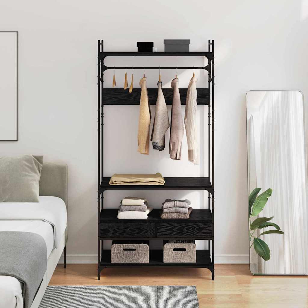 vidaXL Wardrobe Black oak 89 x 39 x 184.5 cm Engineered Wood 1