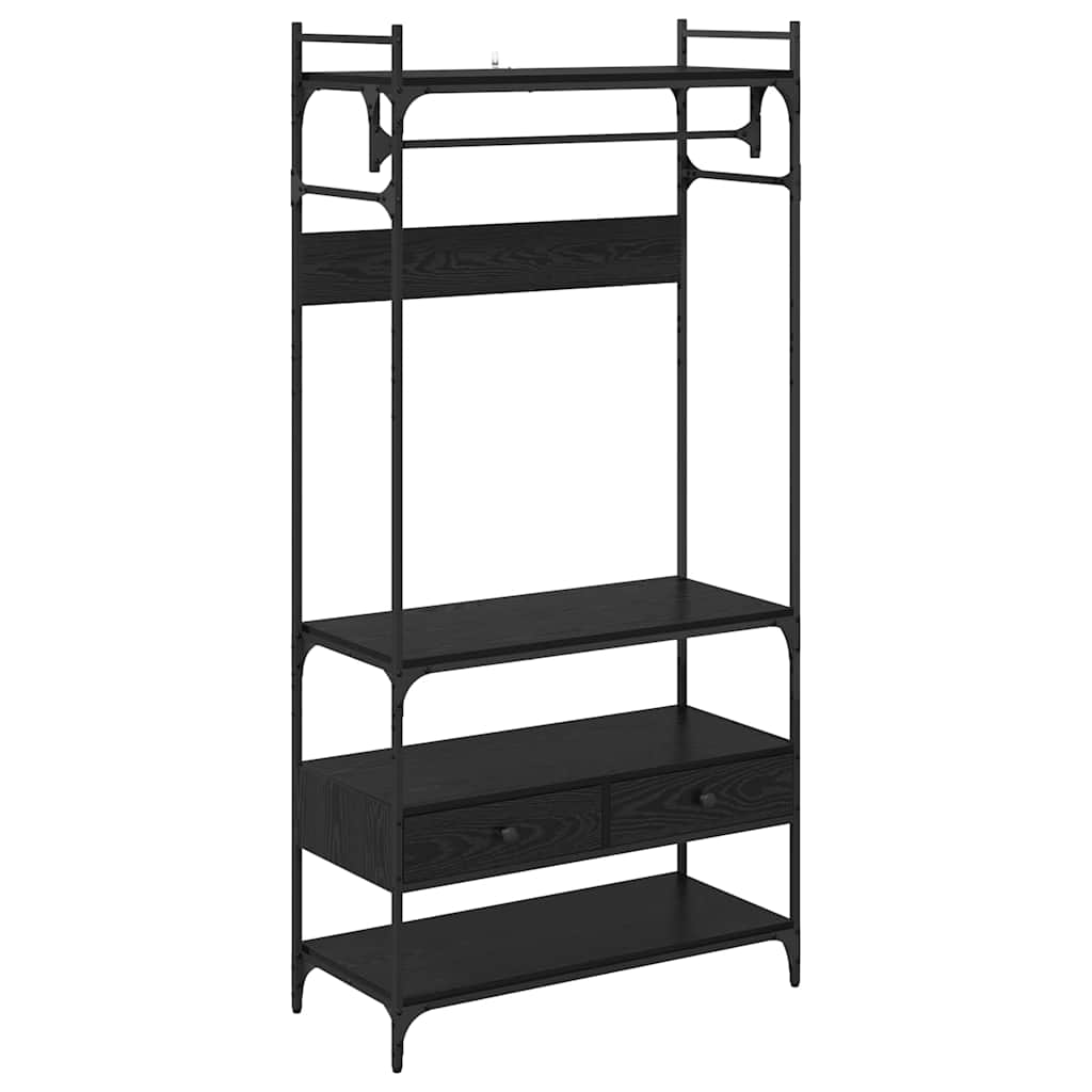 vidaXL Wardrobe Black oak 89 x 39 x 184.5 cm Engineered Wood 2