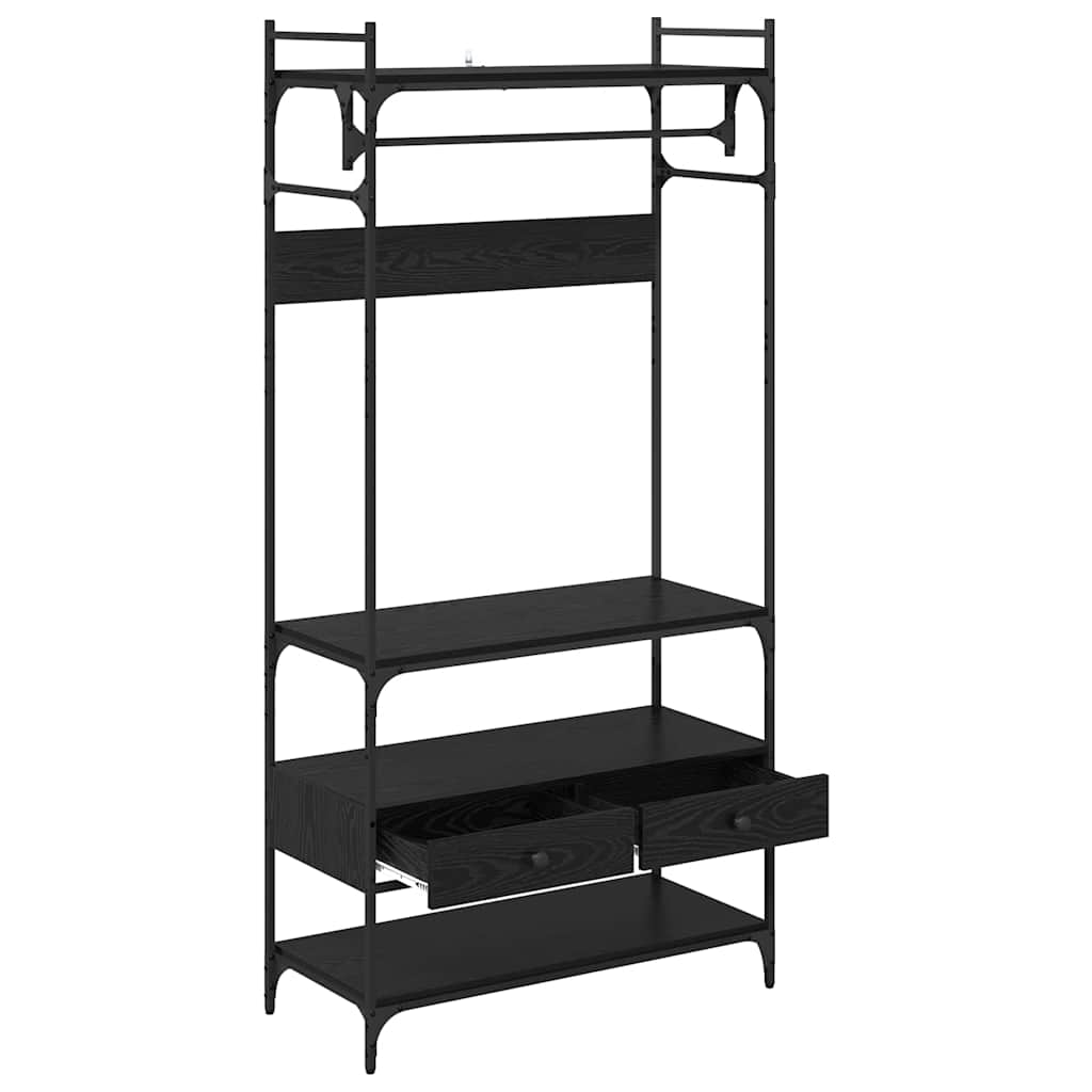 vidaXL Wardrobe Black oak 89 x 39 x 184.5 cm Engineered Wood 5