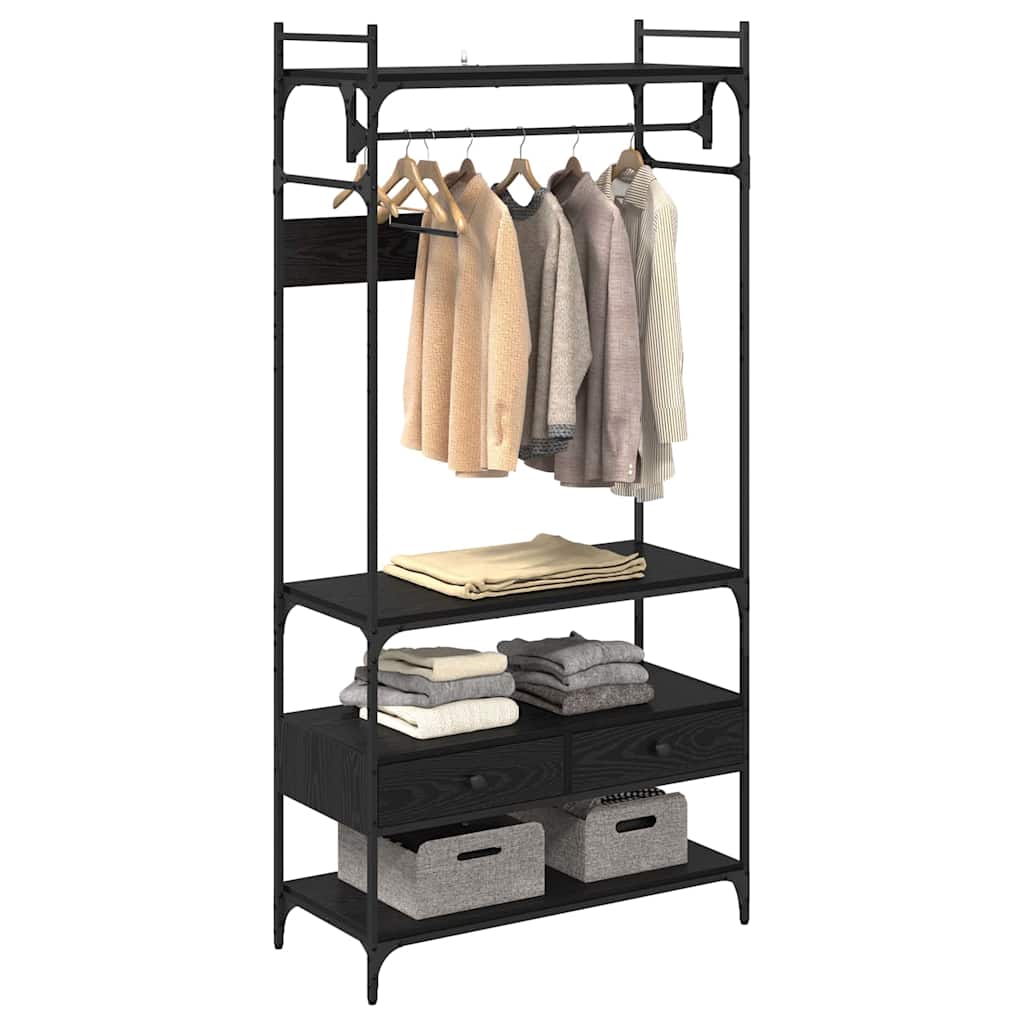 vidaXL Wardrobe Black oak 89 x 39 x 184.5 cm Engineered Wood 3