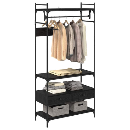 vidaXL Wardrobe Black oak 89 x 39 x 184.5 cm Engineered Wood 3