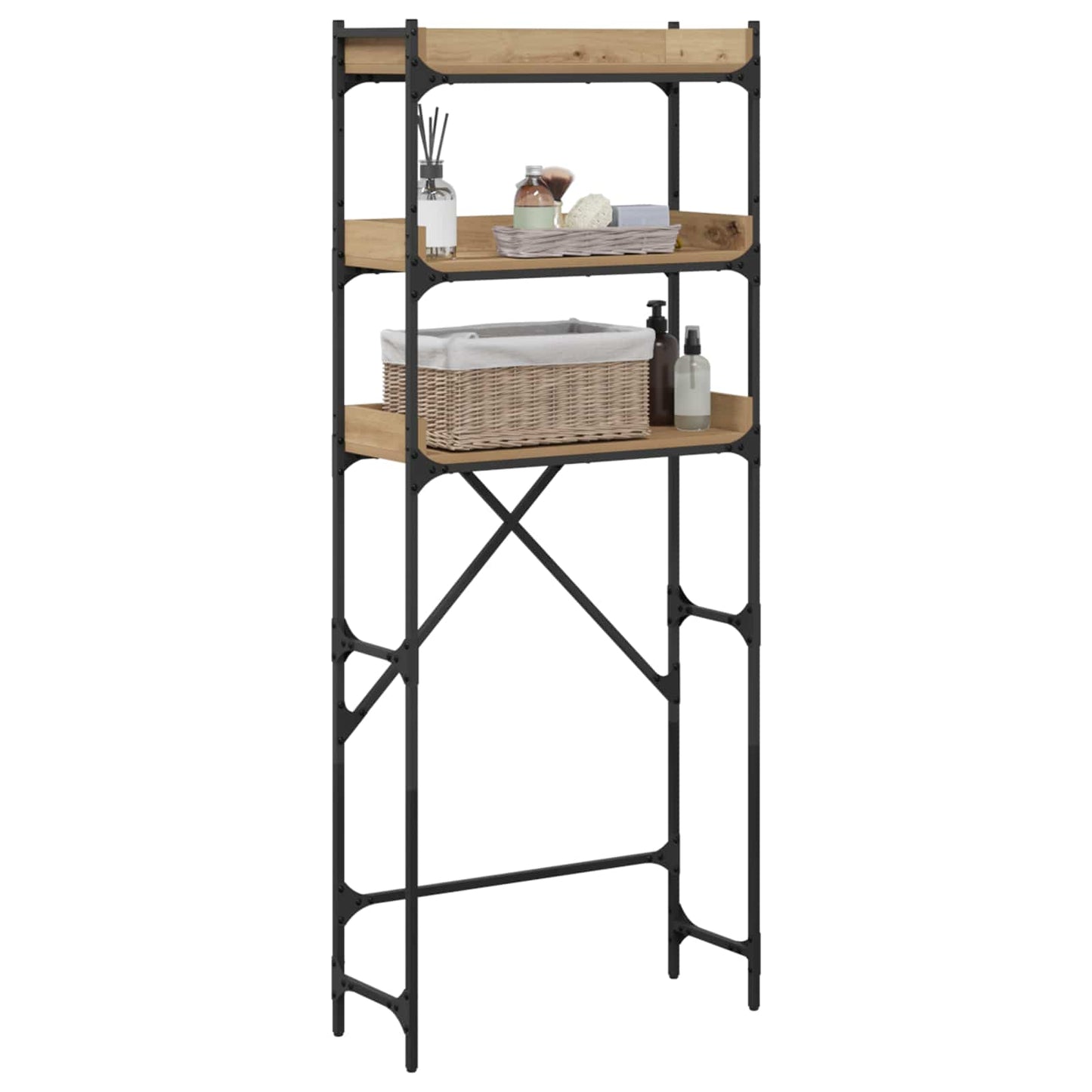 vidaXL Washing Machine Shelf with Shelf Artisan Oak 67 x 25 x 163 cm 3