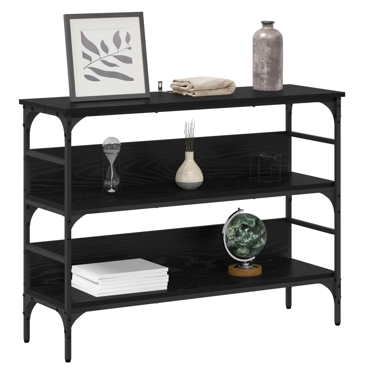 vidaXL Console Table Black oak 100 x 32 x 75 cm Engineered wood 3