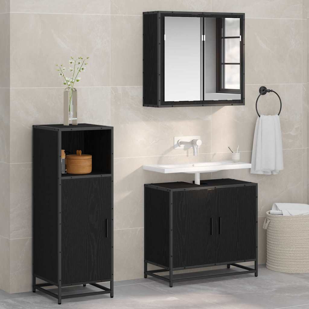 vidaXL Bathroom Furniture Set Black Oak 35 x 37.5 x 100 cm 1