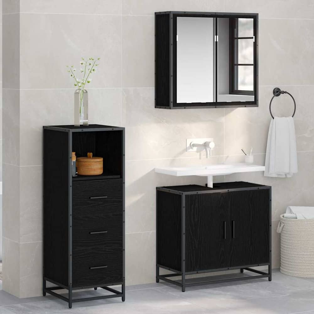 Bathroom Cabinet 35x37,5x100 cm Engineered Wood Black oak